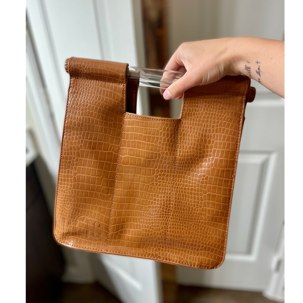 BEIS Cognac Croc Crossbody
